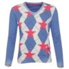 Girls Golf Ladies Knitted Sweater Rhombus Turqouise