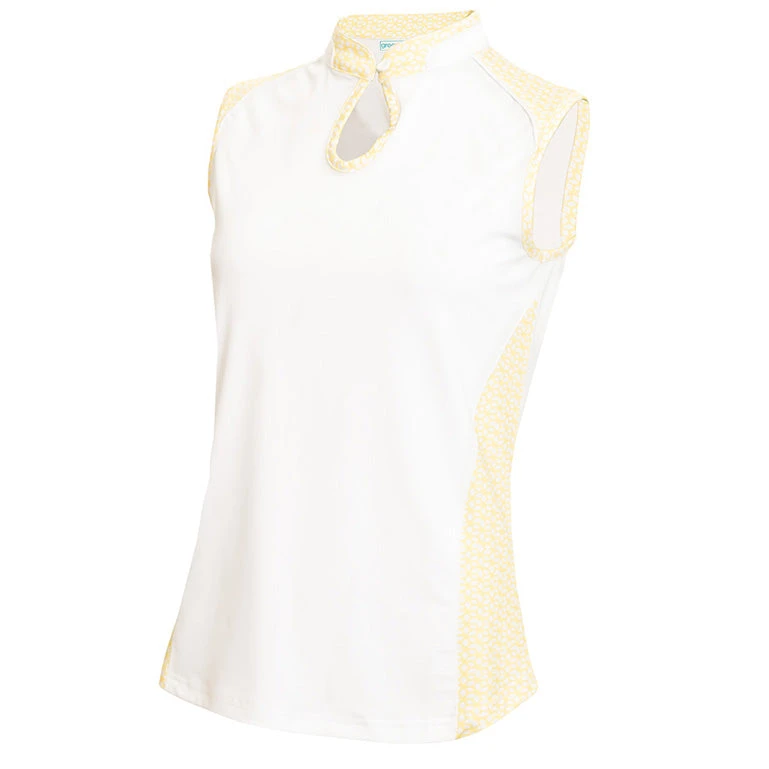 Green Lamb Elaine Keyhole Sleeveless Polo White/Sun