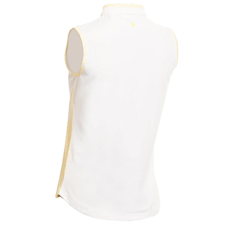 Green Lamb Elaine Keyhole Sleeveless Polo White/Sun - Image 2