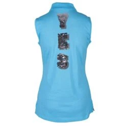 Girls Golf Yes Sleeveless Polo Shirt Turquoise