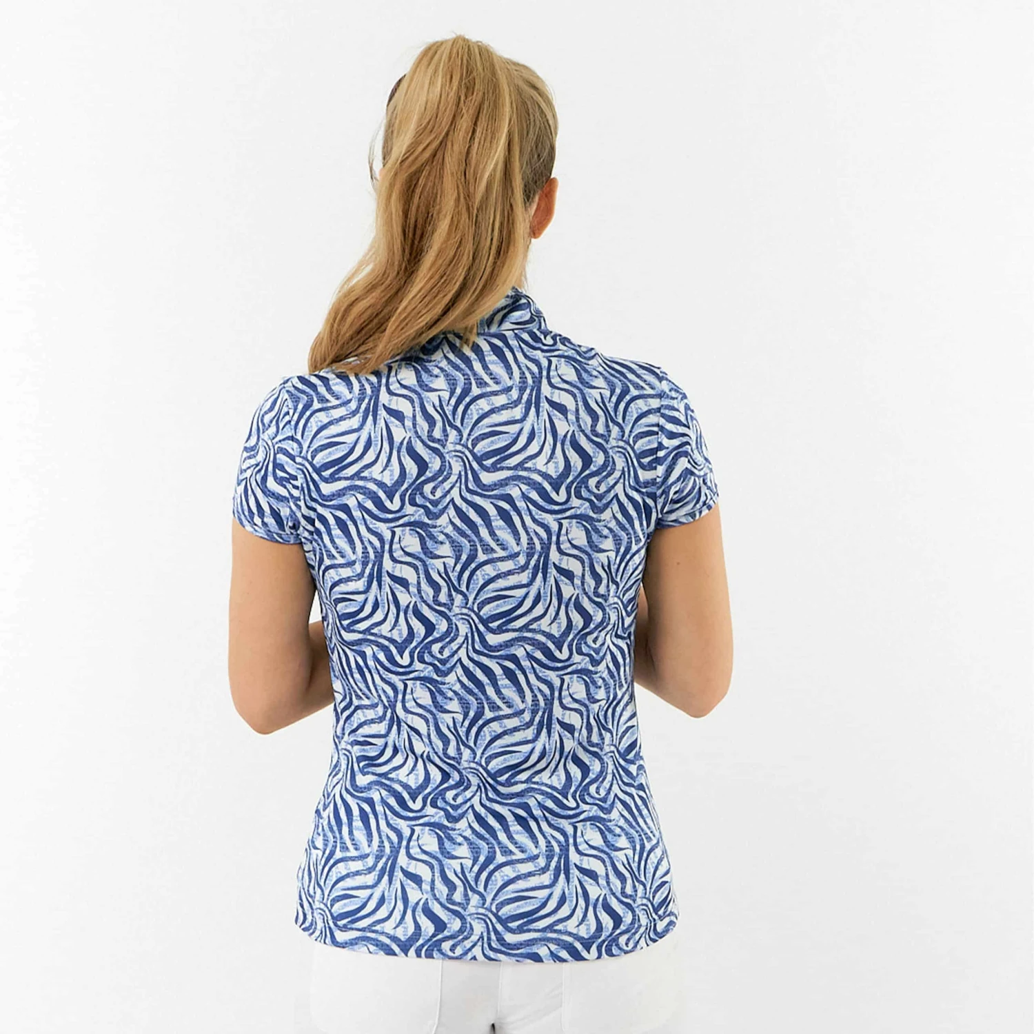 Pure Golf Rise Ladies Golf Polo Shirt Indigo Jungle - Image 7