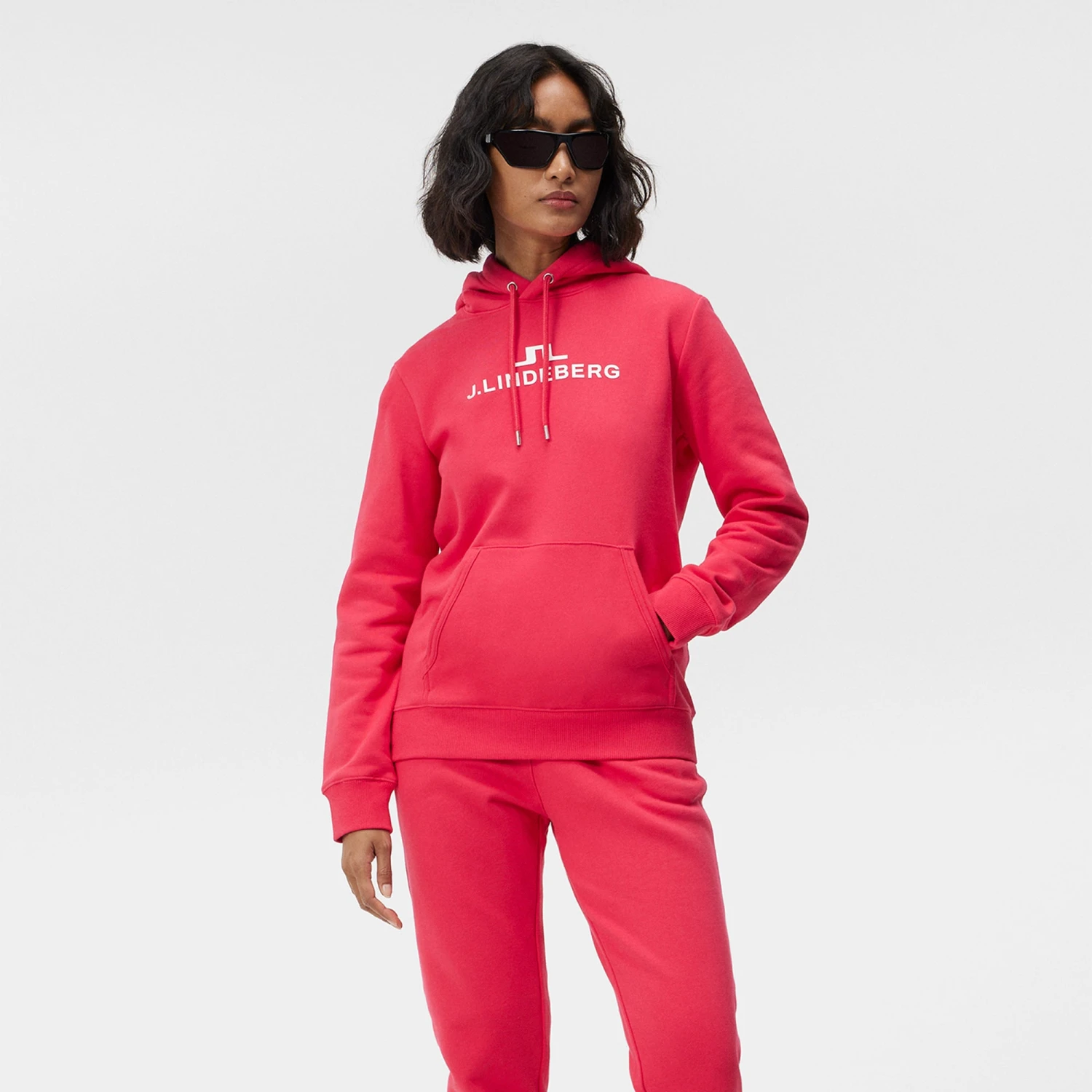 J.Lindeberg J Lindeberg W Alpha Ladies Hoodie Rose Red - Image 5