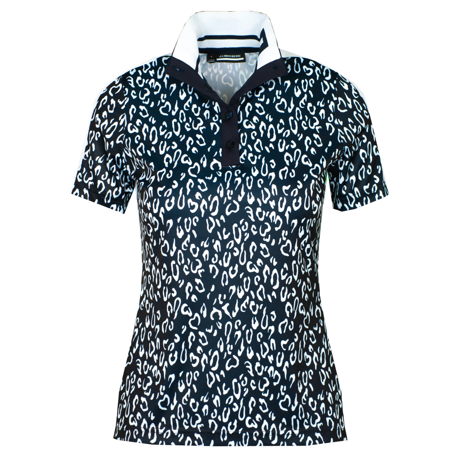 J.Lindeberg J Lindeberg Sarah Print Ladies Golf Polo Shirt Navy Animal Print - Image 4