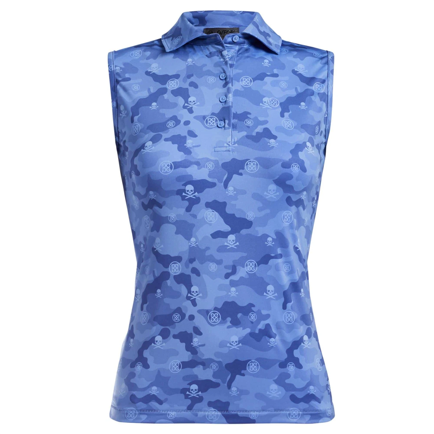 Ladies G/FORE Icon Camo Sleeveless Polo Danube