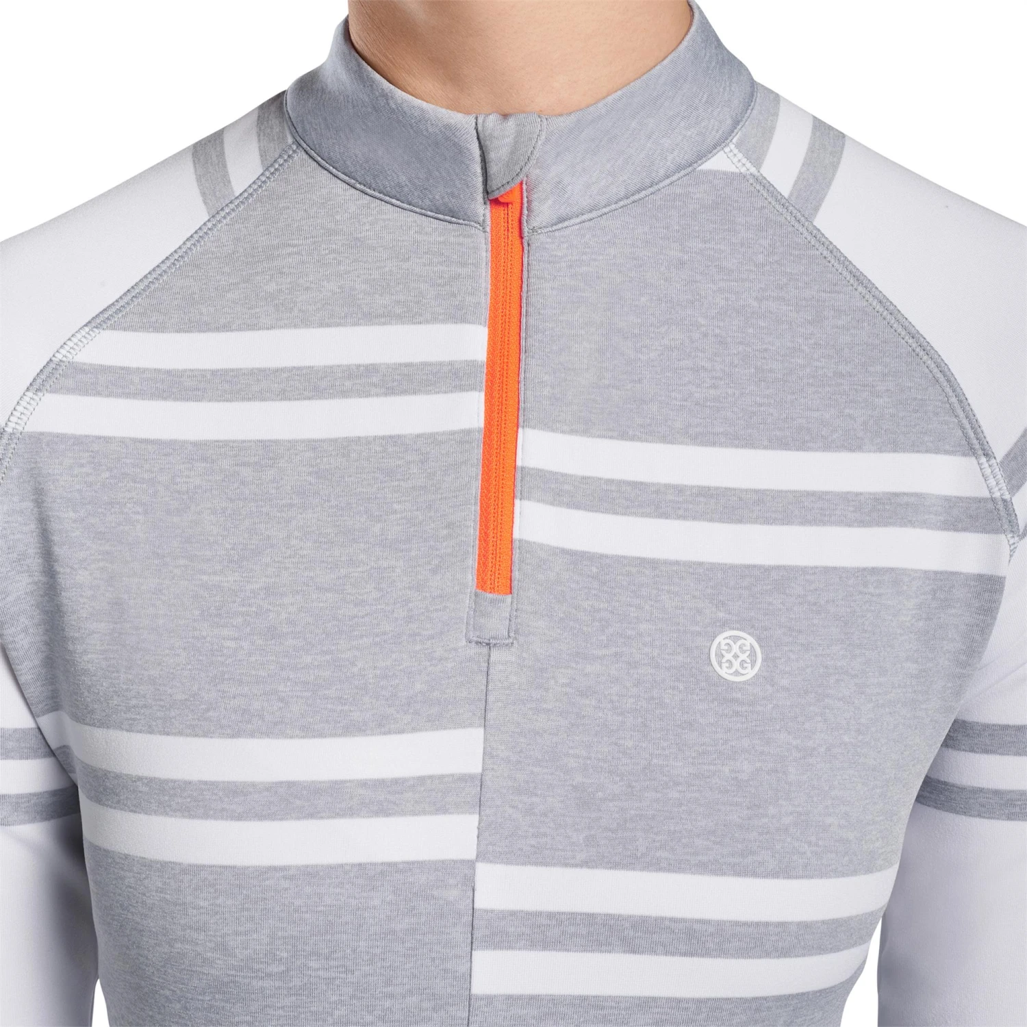 Ladies G/FORE Offset Strip Quarter Zip Heather Grey - Image 4