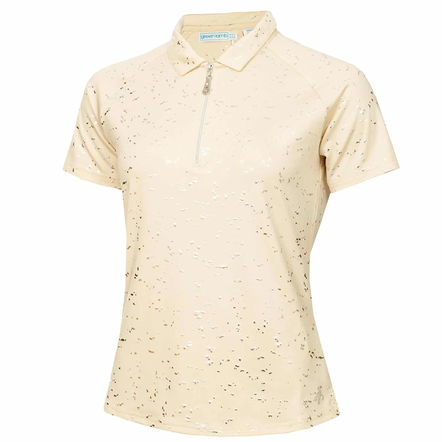 Green Lamb Katlynne Silver Foil Polo Shirt Stone