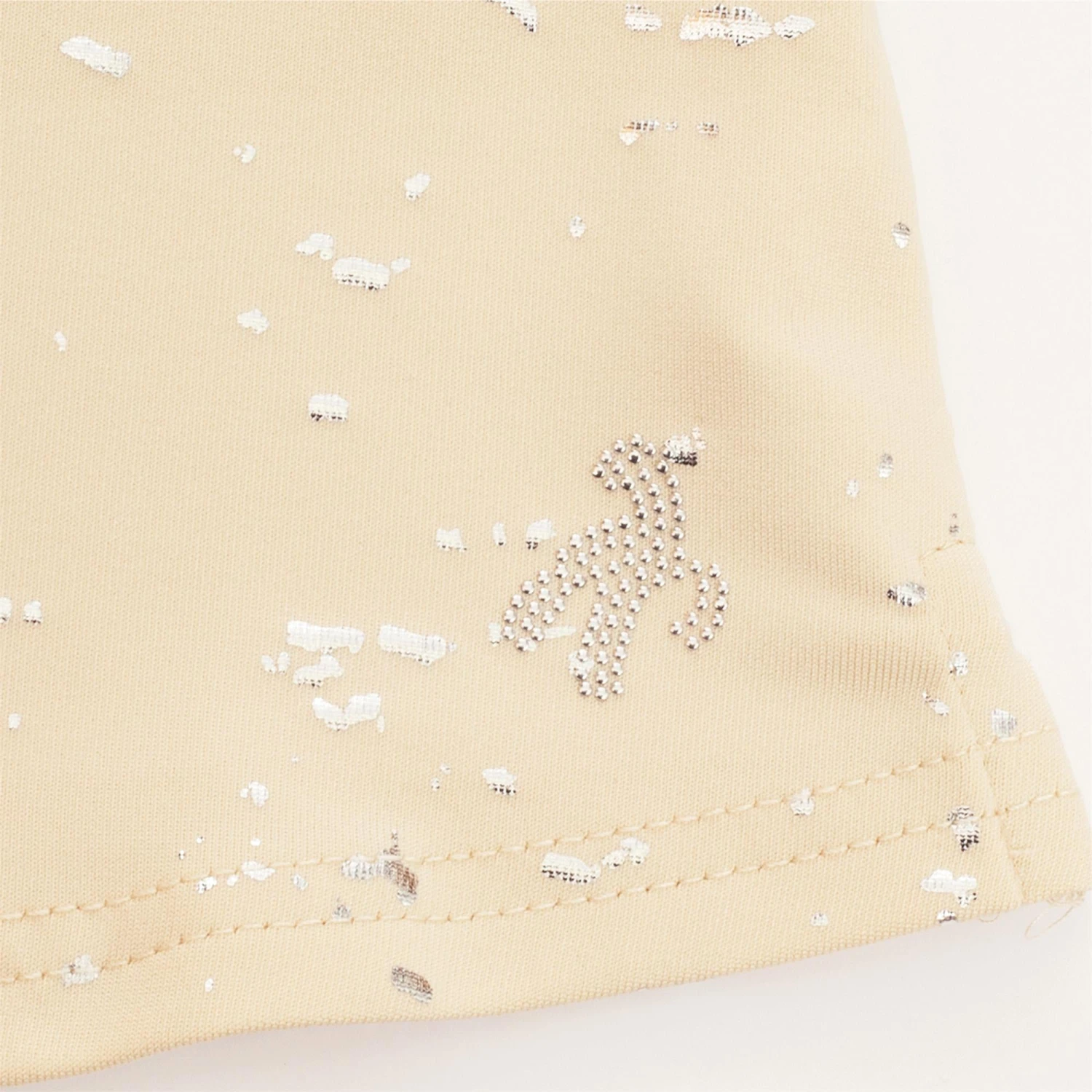 Green Lamb Katlynne Silver Foil Polo Shirt Stone - Image 7