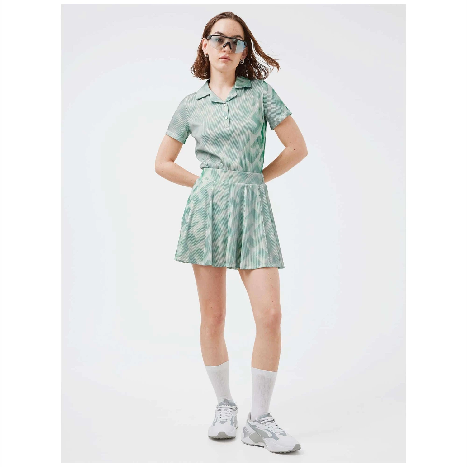 J.Lindeberg J Lindeberg Jolie 3D Print Ladies Golf Skirt Green 3D Bridge - Image 4