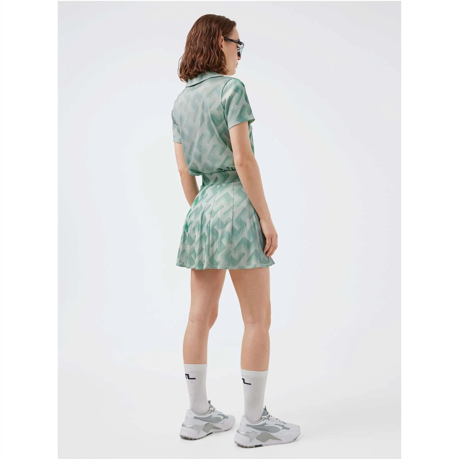 J.Lindeberg J Lindeberg Solange 3D Rib Ladies Golf Polo Shirt Green 3D Bridge - Image 3