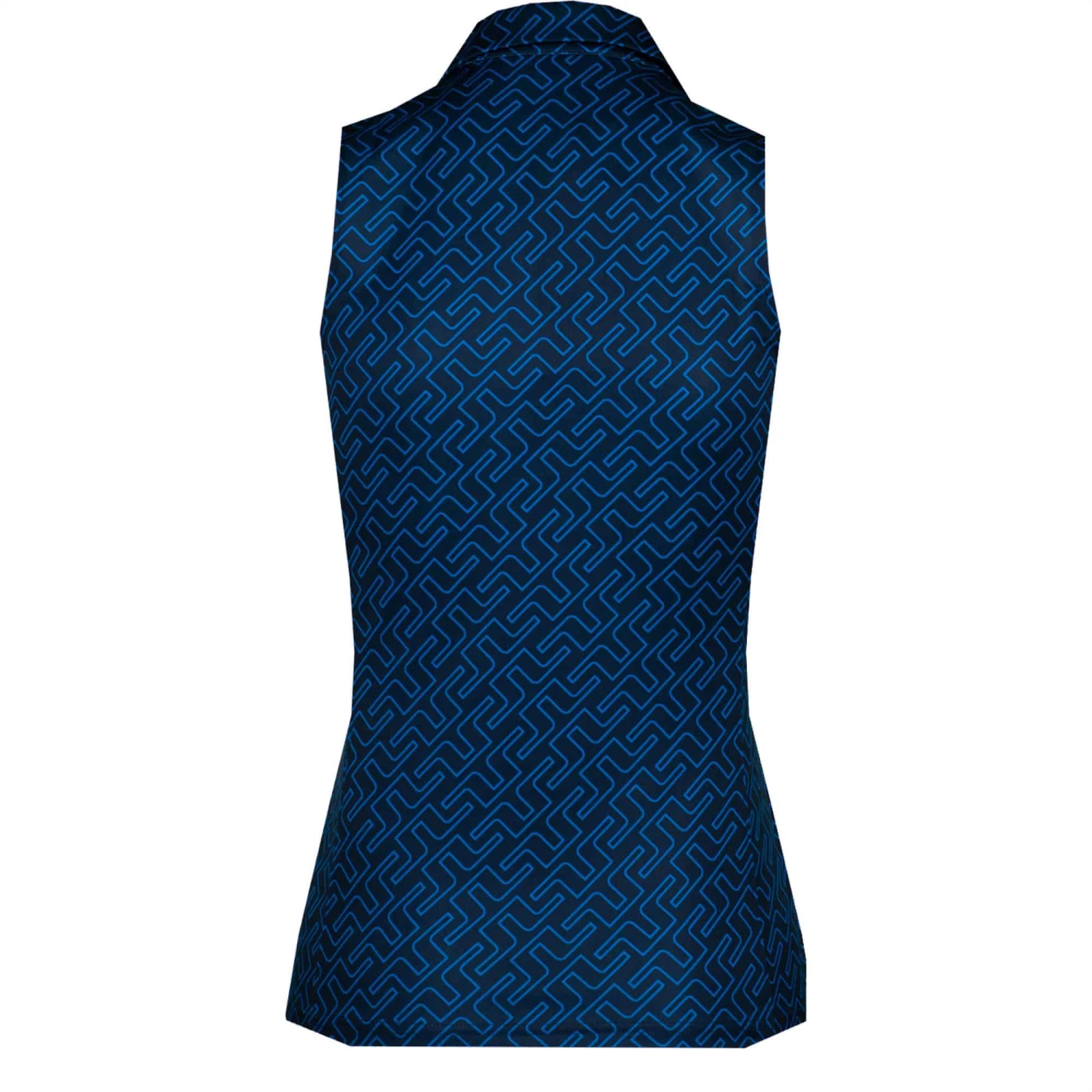 J.Lindeberg J Lindeberg Dena Print Ladies Sleeveless Golf Polo Nautical Blue Bridge - Image 2