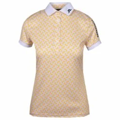 J.Lindeberg J Lindeberg Tour Tech Print Ladies Golf Polo White JL Monogram