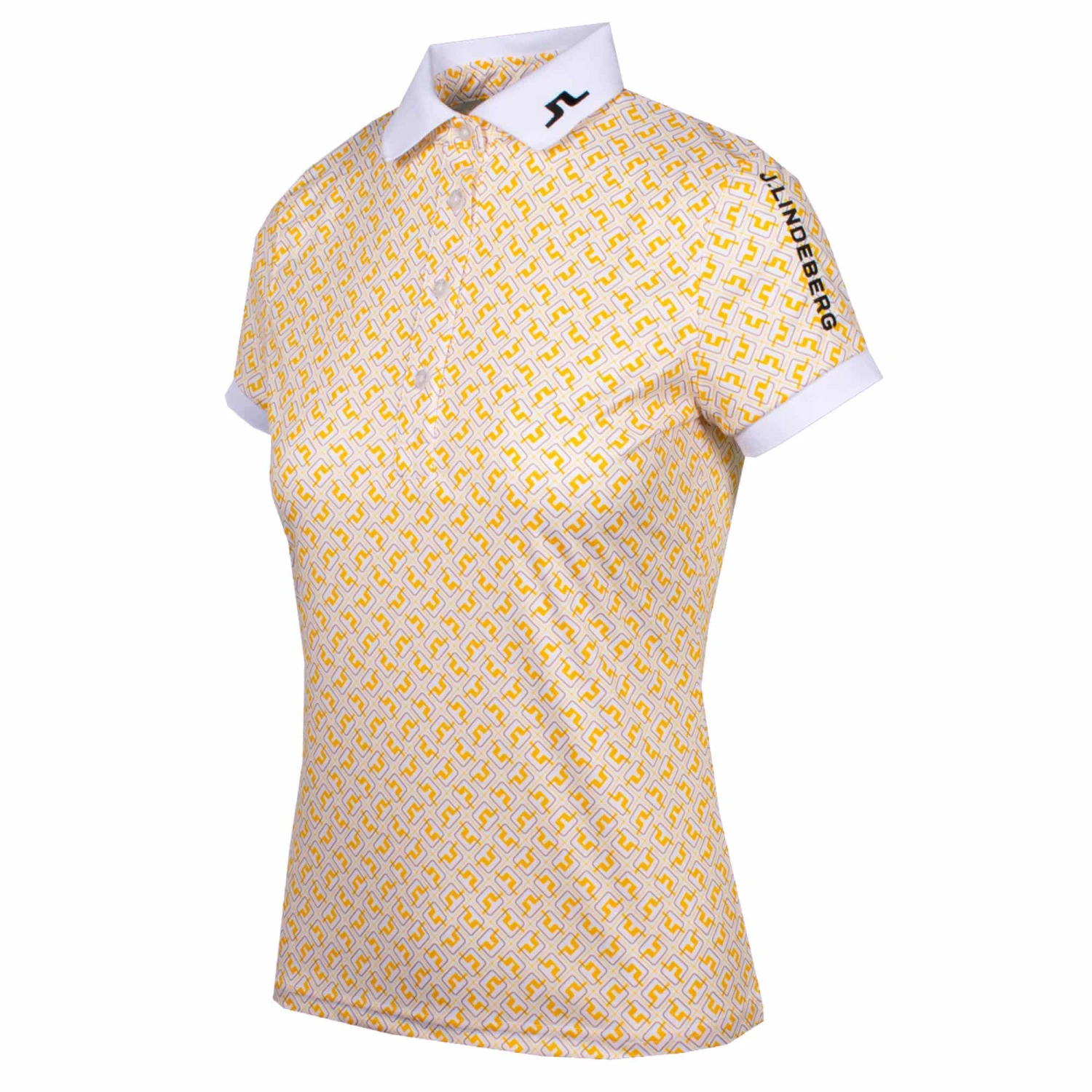 J.Lindeberg J Lindeberg Tour Tech Print Ladies Golf Polo White JL Monogram - Image 2