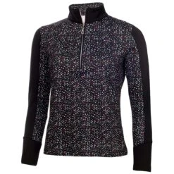 Green Lamb Khole Printed Zip Neck Top Petal/Black