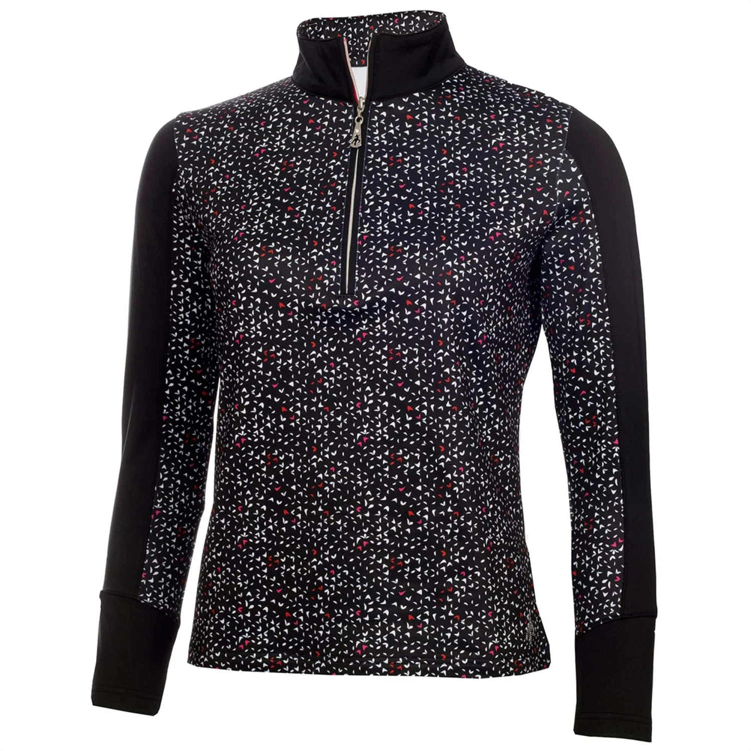 Green Lamb Khole Printed Zip Neck Top Petal/Black
