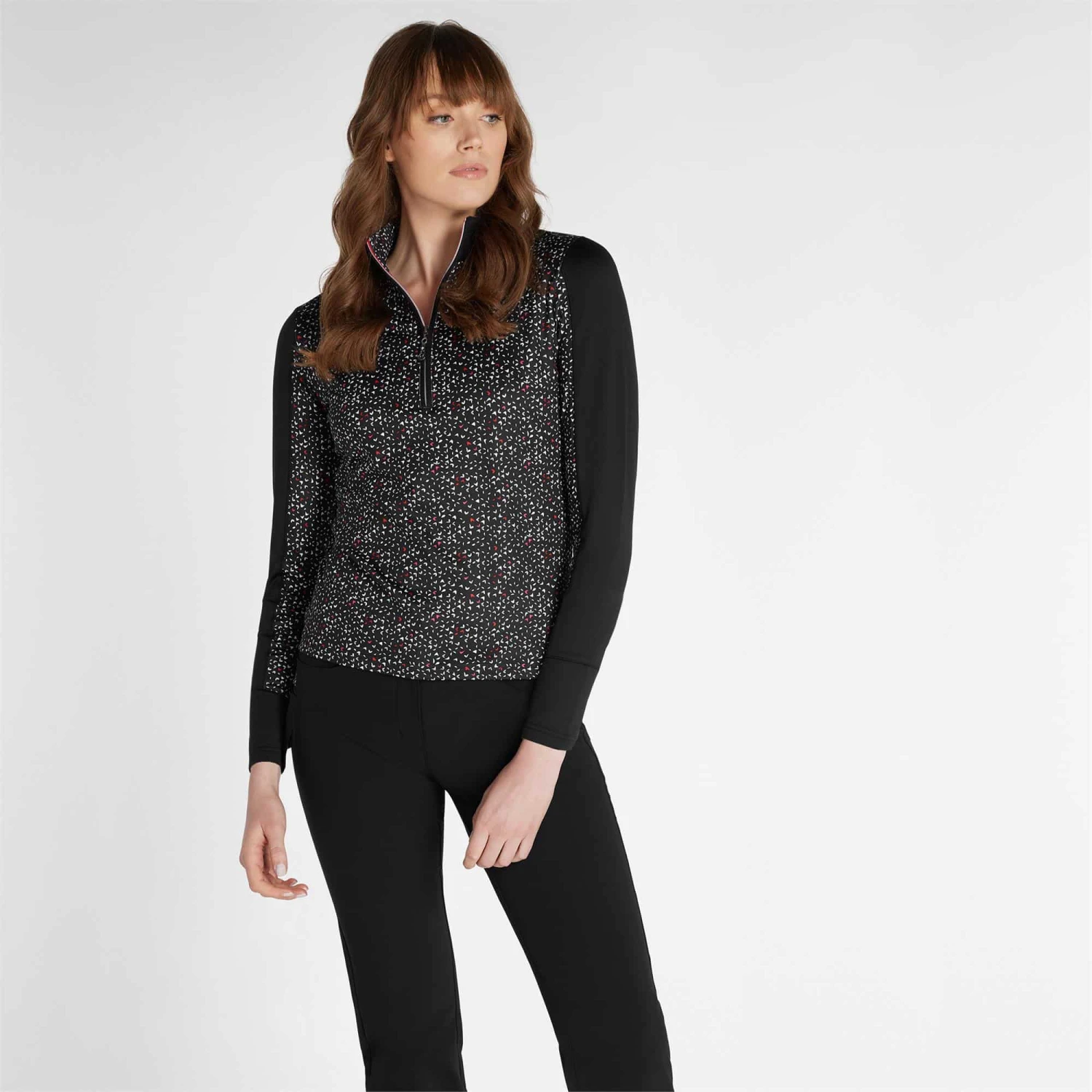 Green Lamb Khole Printed Zip Neck Top Petal/Black - Image 3