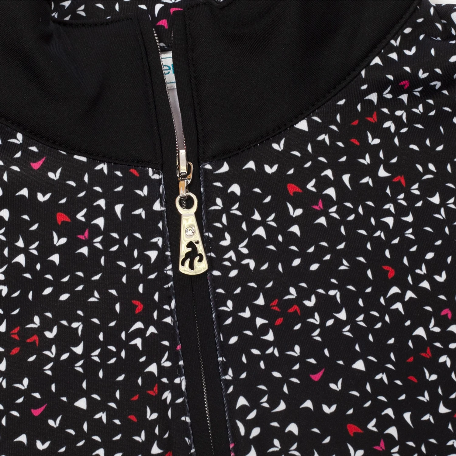 Green Lamb Khole Printed Zip Neck Top Petal/Black - Image 6