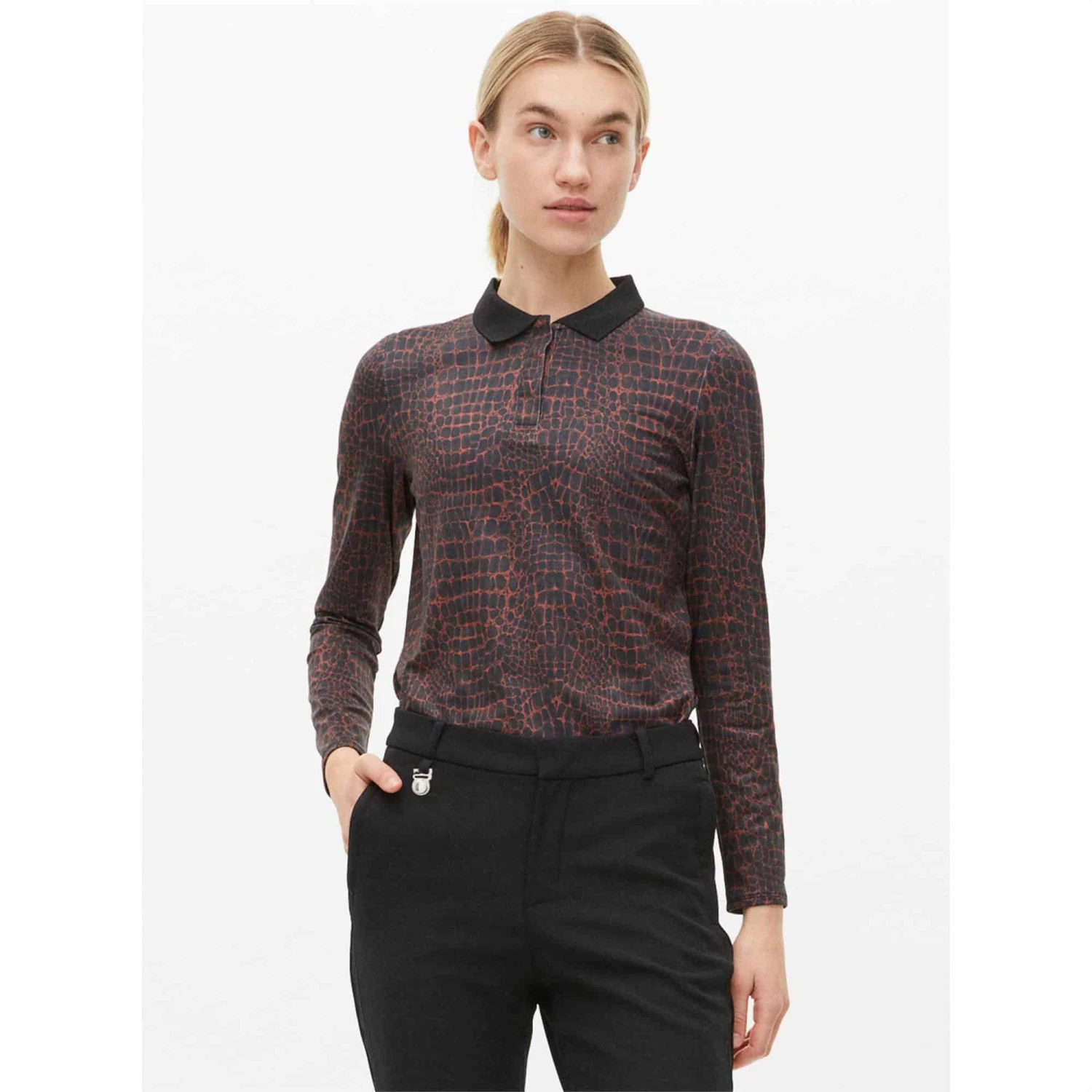 Rohnisch Sia Thermal Polo Shirt Brown Croco - Image 2