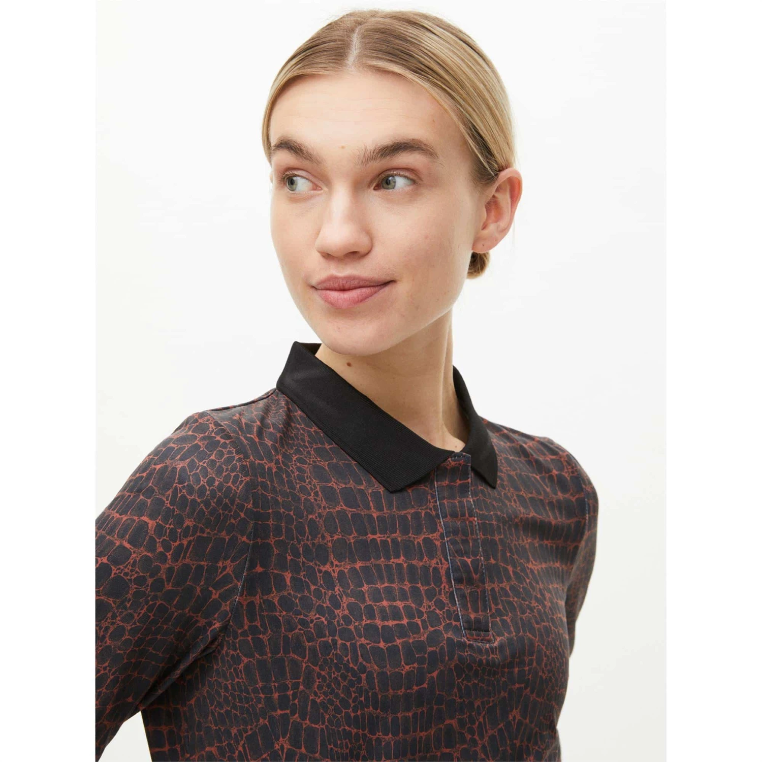 Rohnisch Sia Thermal Polo Shirt Brown Croco - Image 4