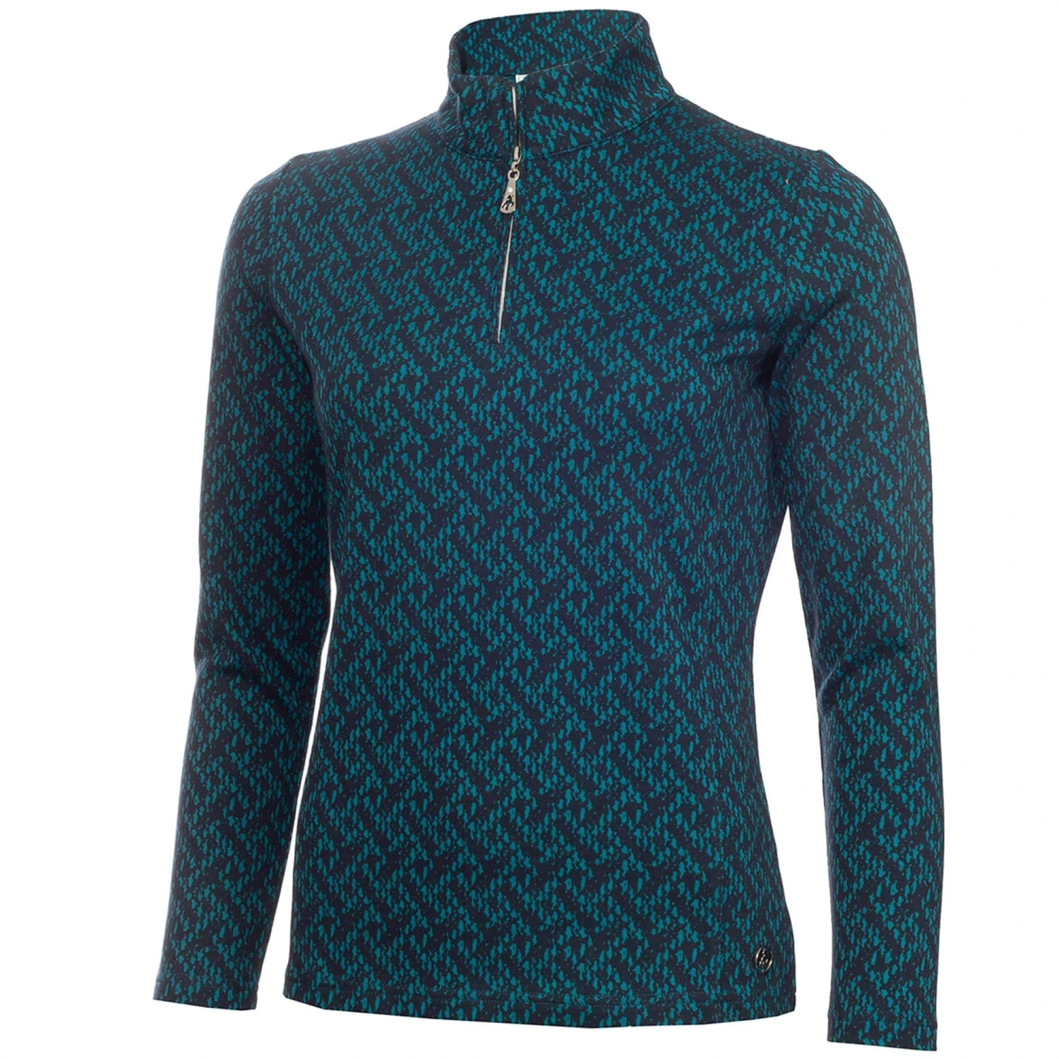 Green Lamb Kenza Jaquard Zip Neck Ladies Golf Top Navy