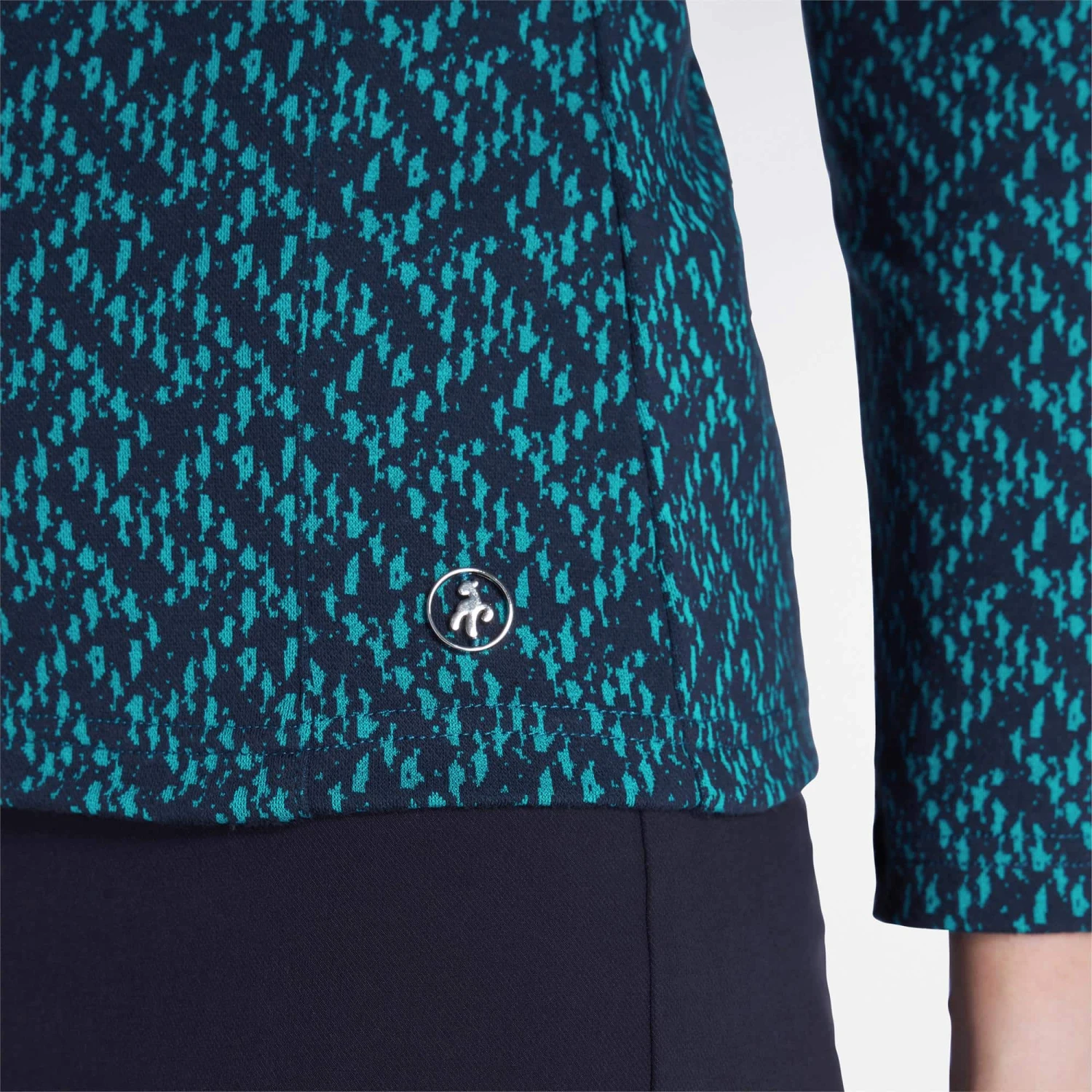 Green Lamb Kenza Jaquard Zip Neck Ladies Golf Top Navy - Image 6