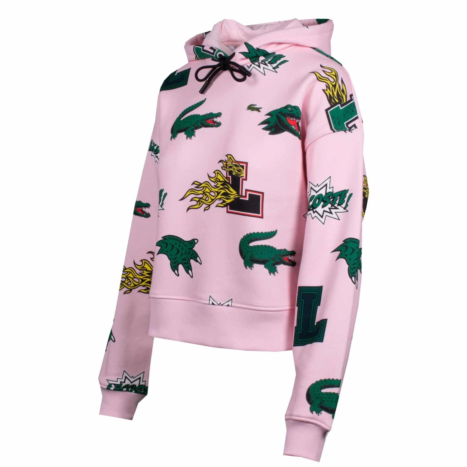 Ladies Lacoste Print Hoodie Flamingo - Image 2