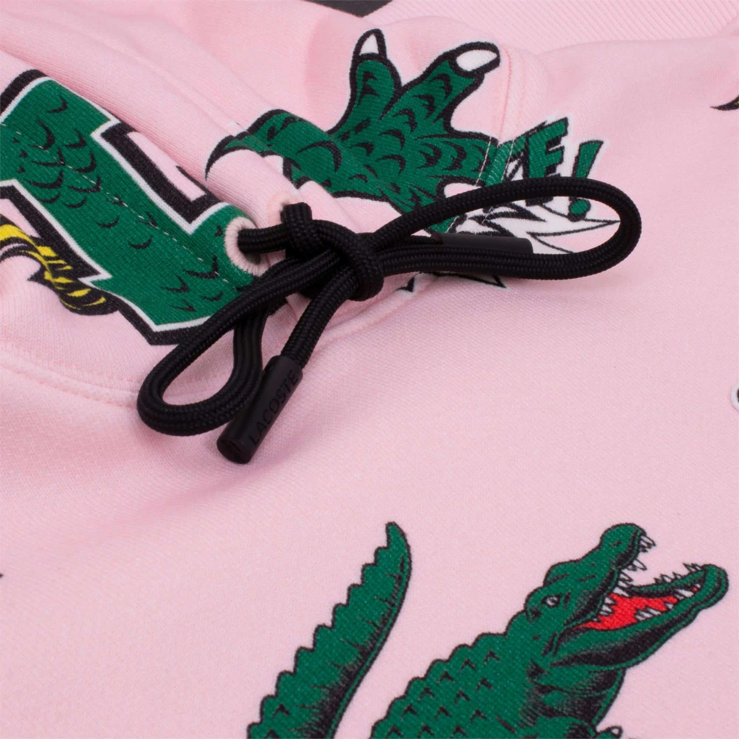 Ladies Lacoste Print Hoodie Flamingo - Image 4