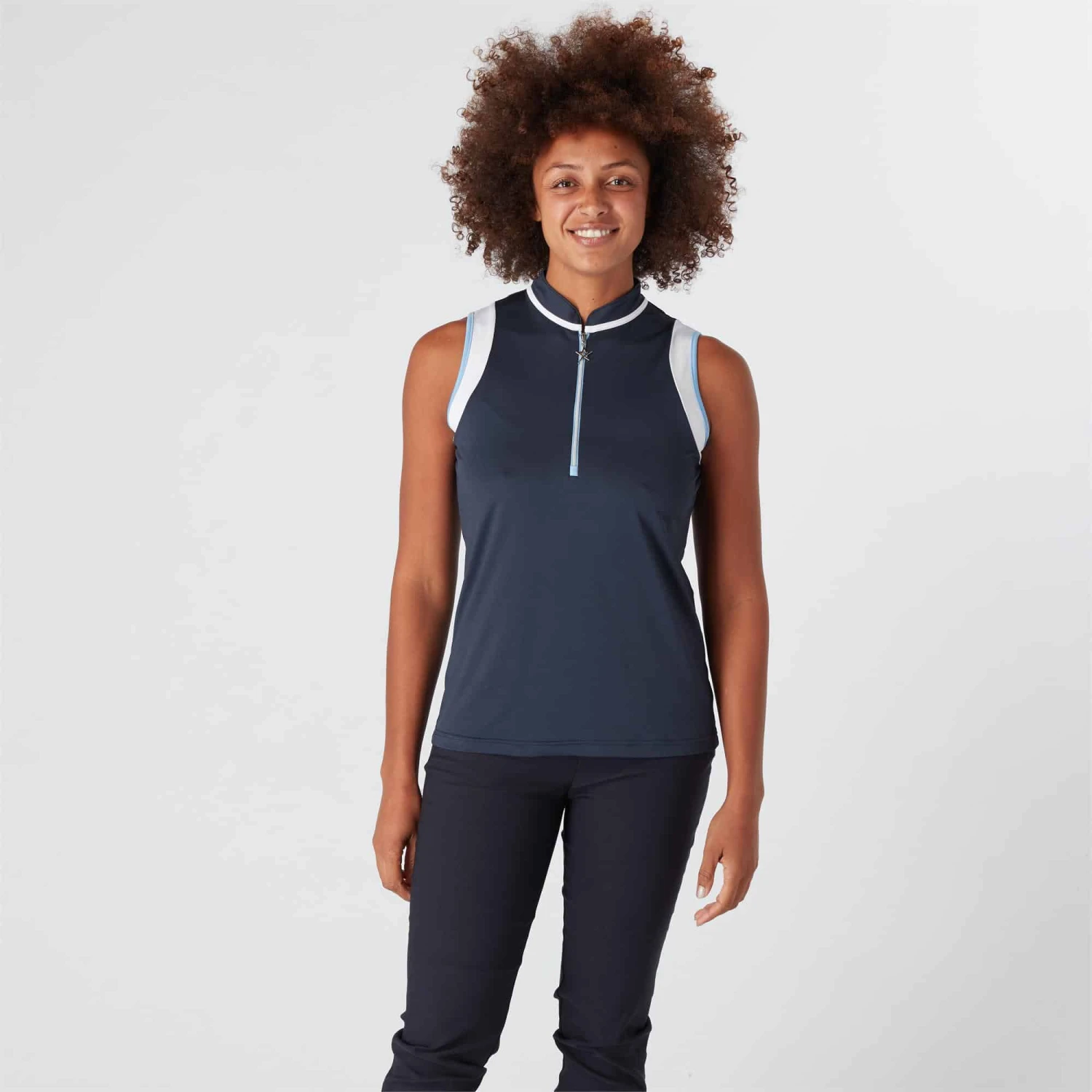 Swing Out Sister Alice Ladies Sleeveless Golf Polo Shirt Navy Blazer - Image 3