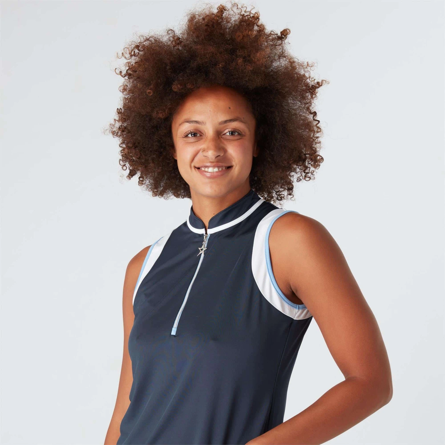 Swing Out Sister Alice Ladies Sleeveless Golf Polo Shirt Navy Blazer - Image 5