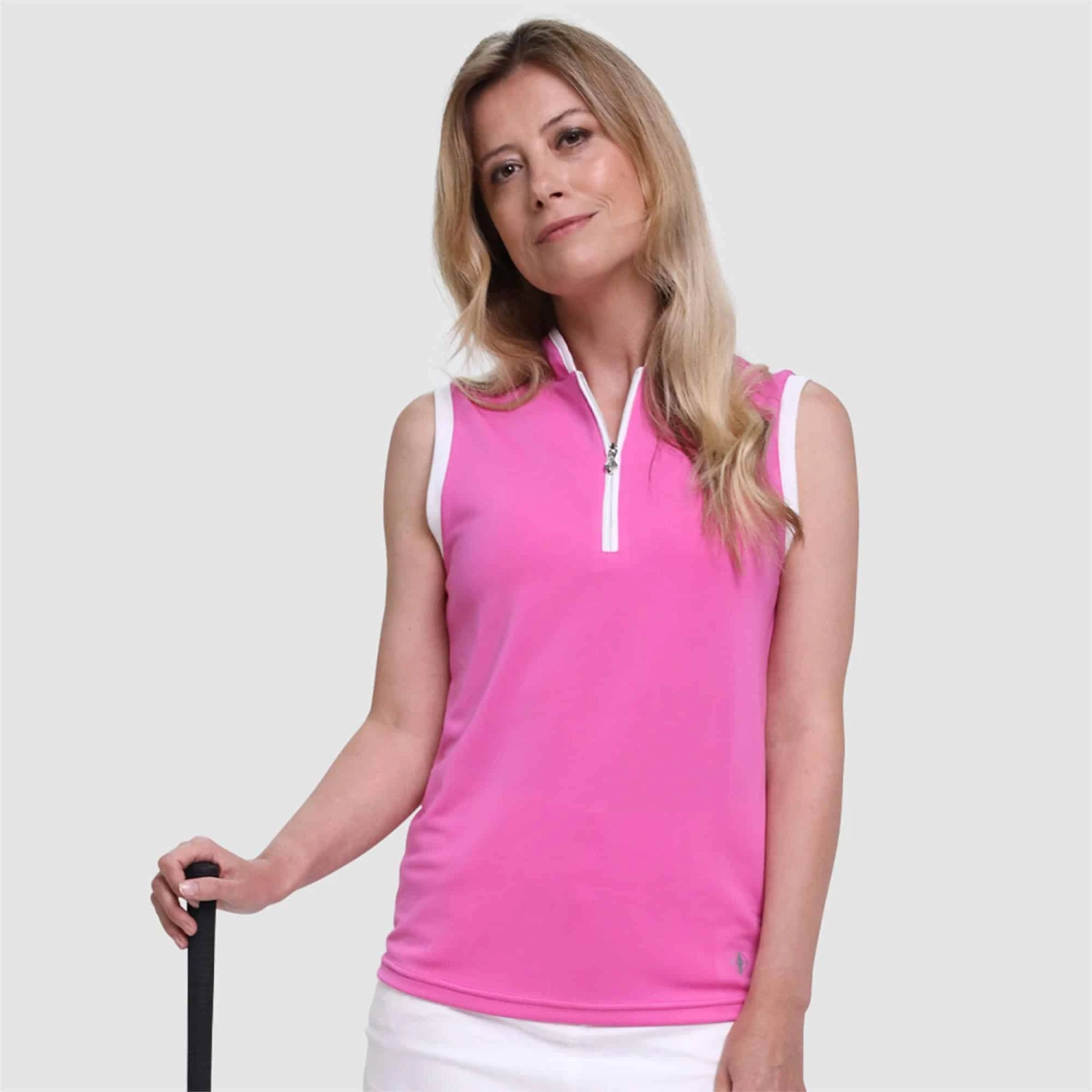 Pure Golf Bloom Ladies Sleeveless Golf Polo Shirt Azalea Pink - Image 4