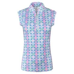 Pure Golf Rise Ladies Sleeveless Golf Polo Shirt Geoflower