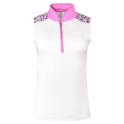 Pure Golf Chloe Ladies Sleeveless Golf Polo Shirt Leo Pop
