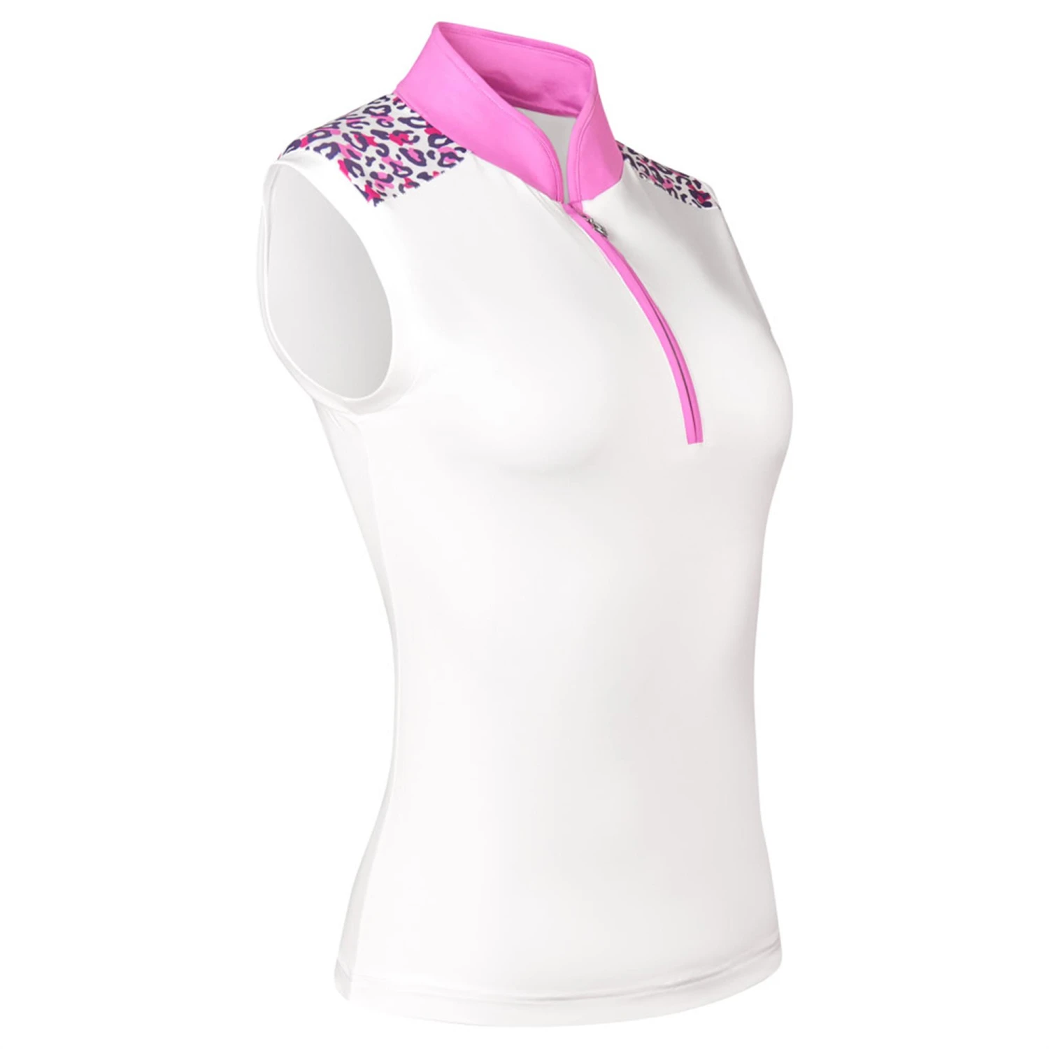 Pure Golf Chloe Ladies Sleeveless Golf Polo Shirt Leo Pop - Image 2