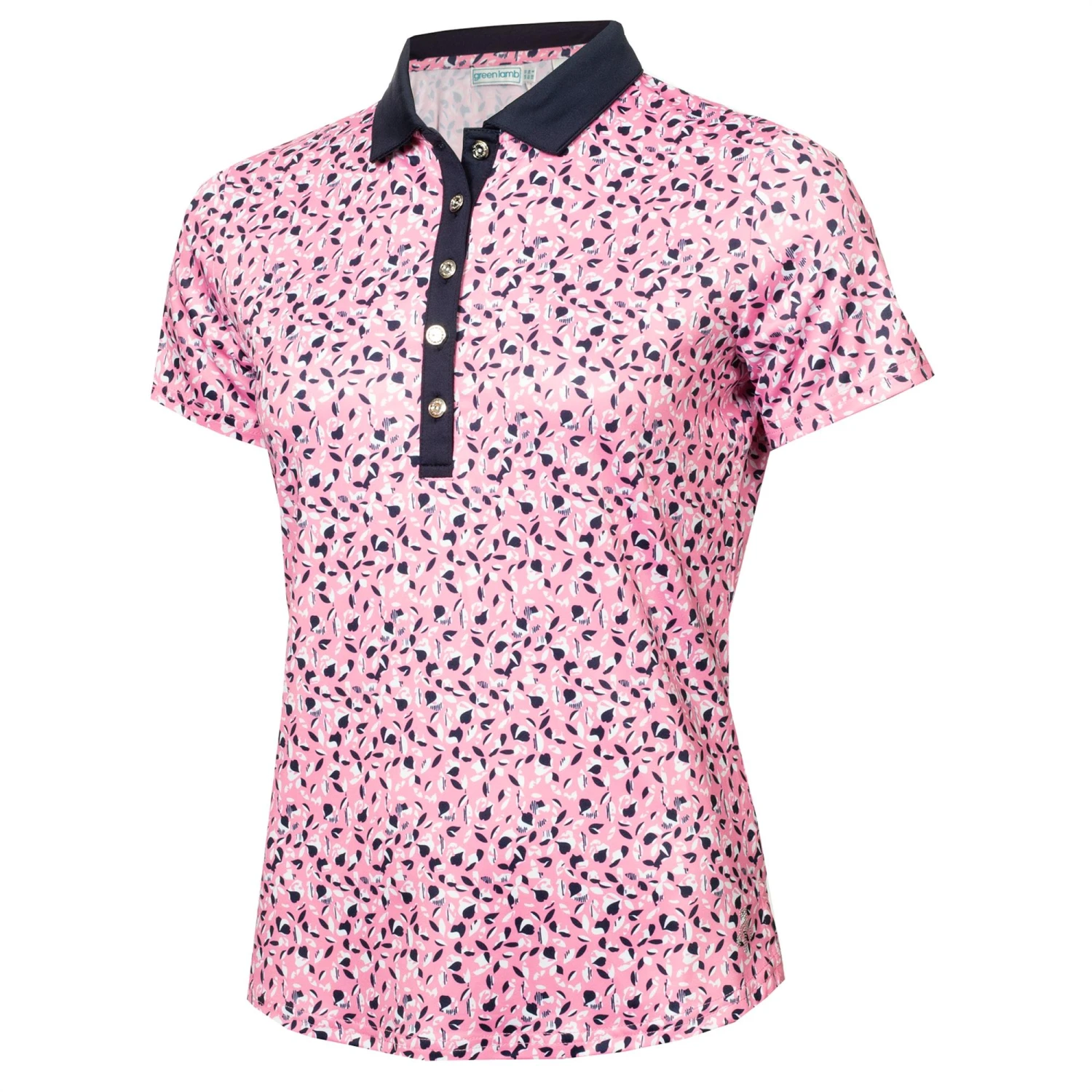 Green Lamb Melanie Printed Ladies Golf Polo Shirt Sepal Print