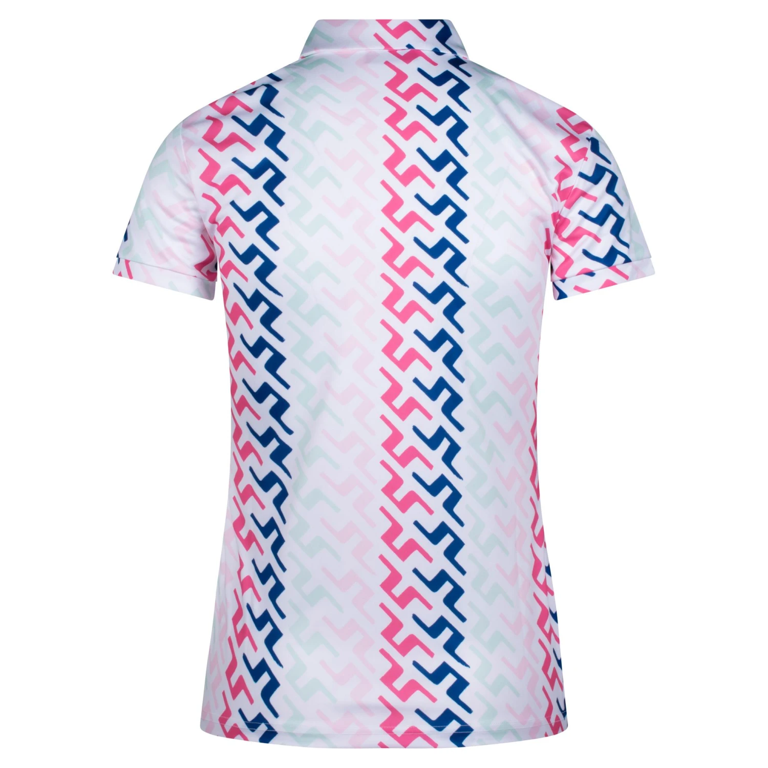J.Lindeberg J Lindeberg Hailey Print Ladies Golf Polo Pink Painted Bridge - Image 2