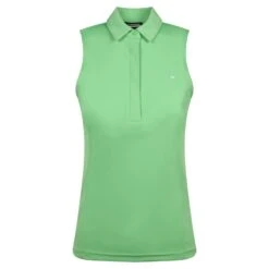 J.Lindeberg J Lindeberg Dena Ladies Sleeveless Golf Polo Shirt Jade Cream