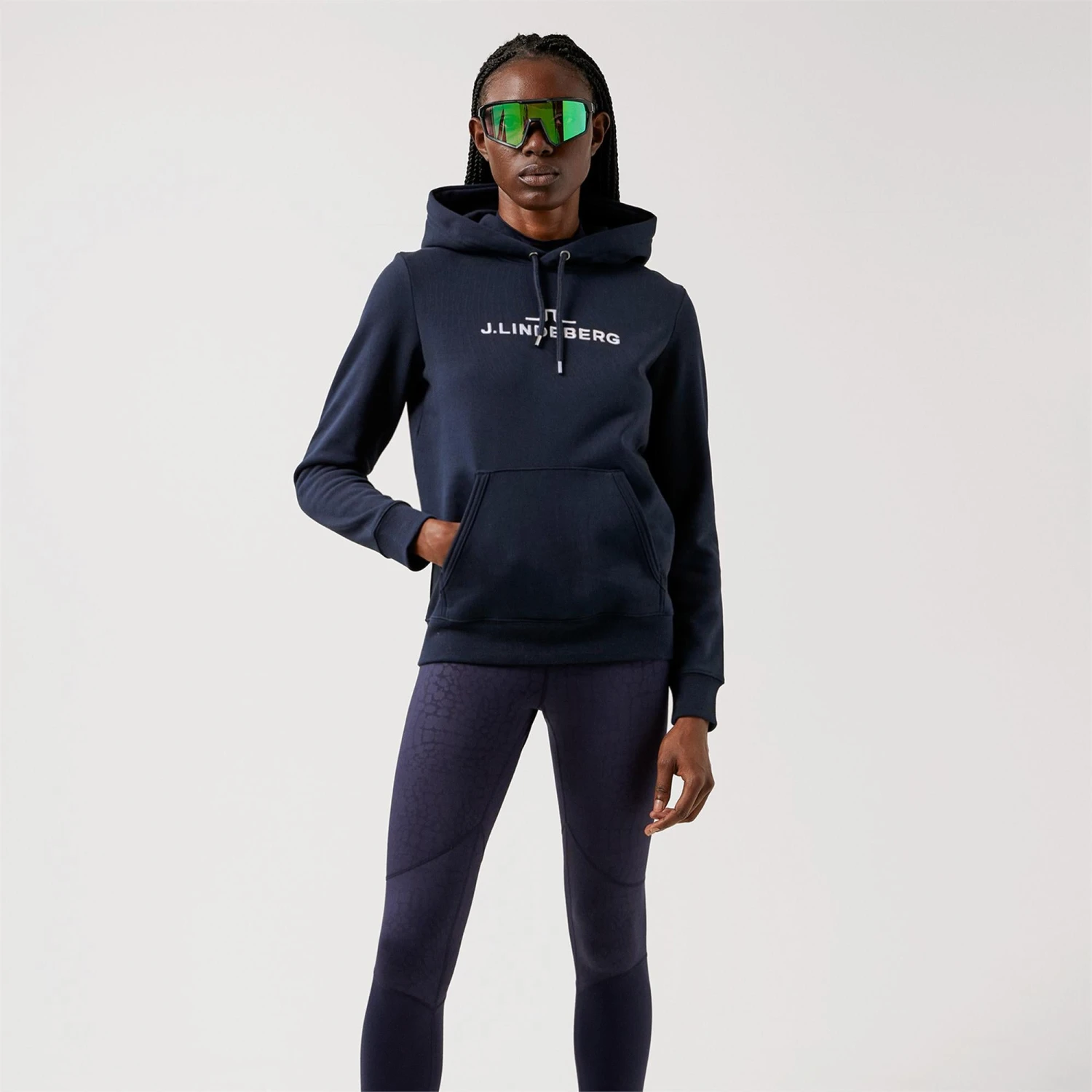 J.Lindeberg J Lindeberg Alpha Ladies Hooded Sweatshirt Navy - Image 2
