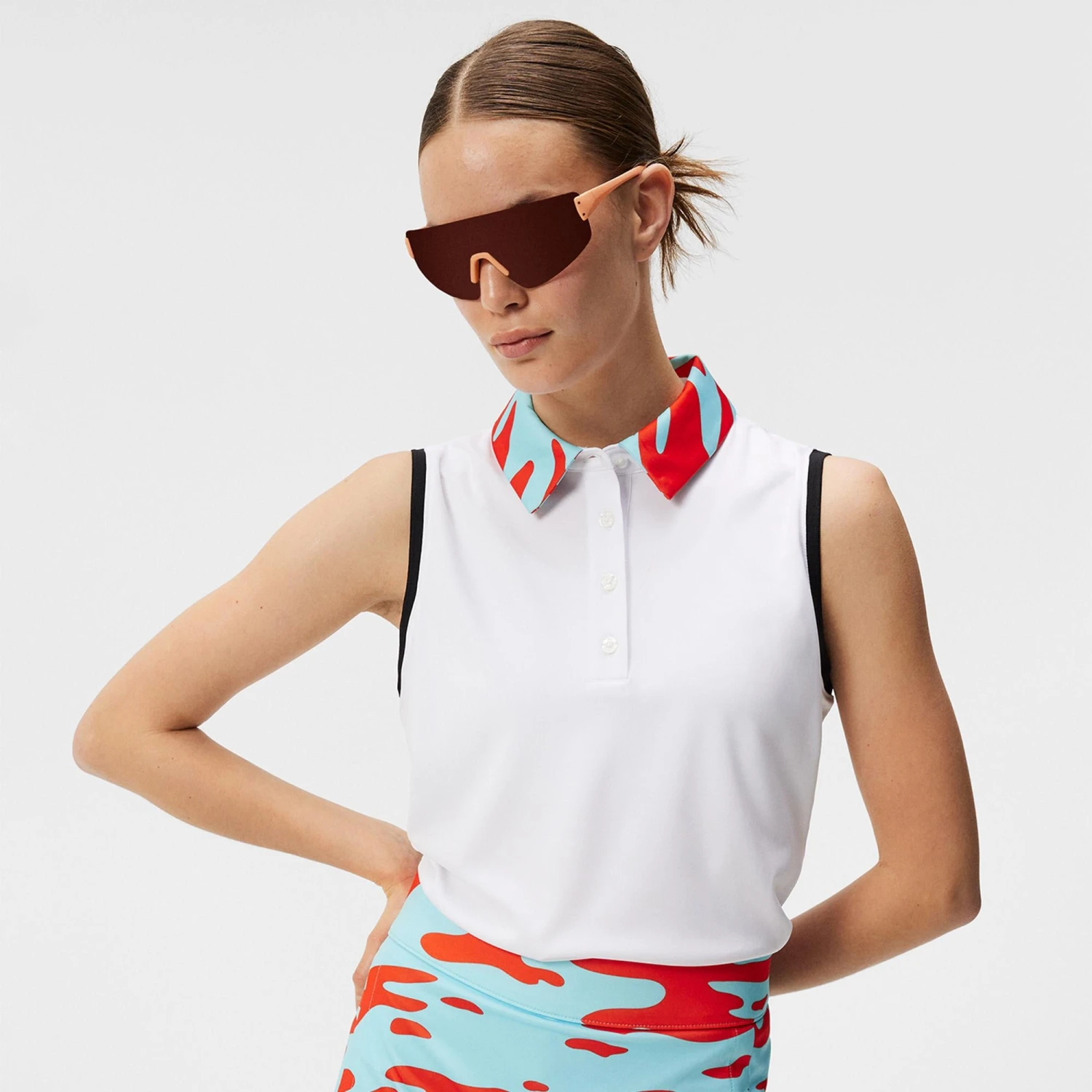 J.Lindeberg J Lindeberg Gigi Sleeveless Ladies Golf Polo Shirt White - Image 3