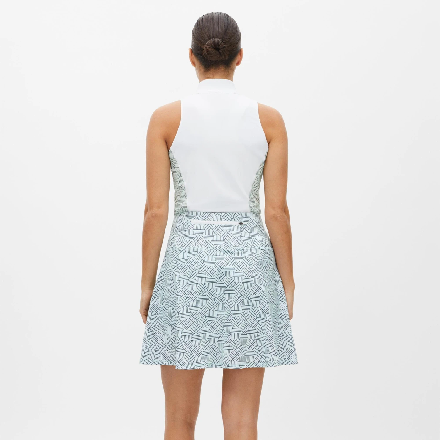 Rohnisch Bonnie Printed Ladies Sleeveless Golf Polo Shirt Hexagon Mint - Image 16