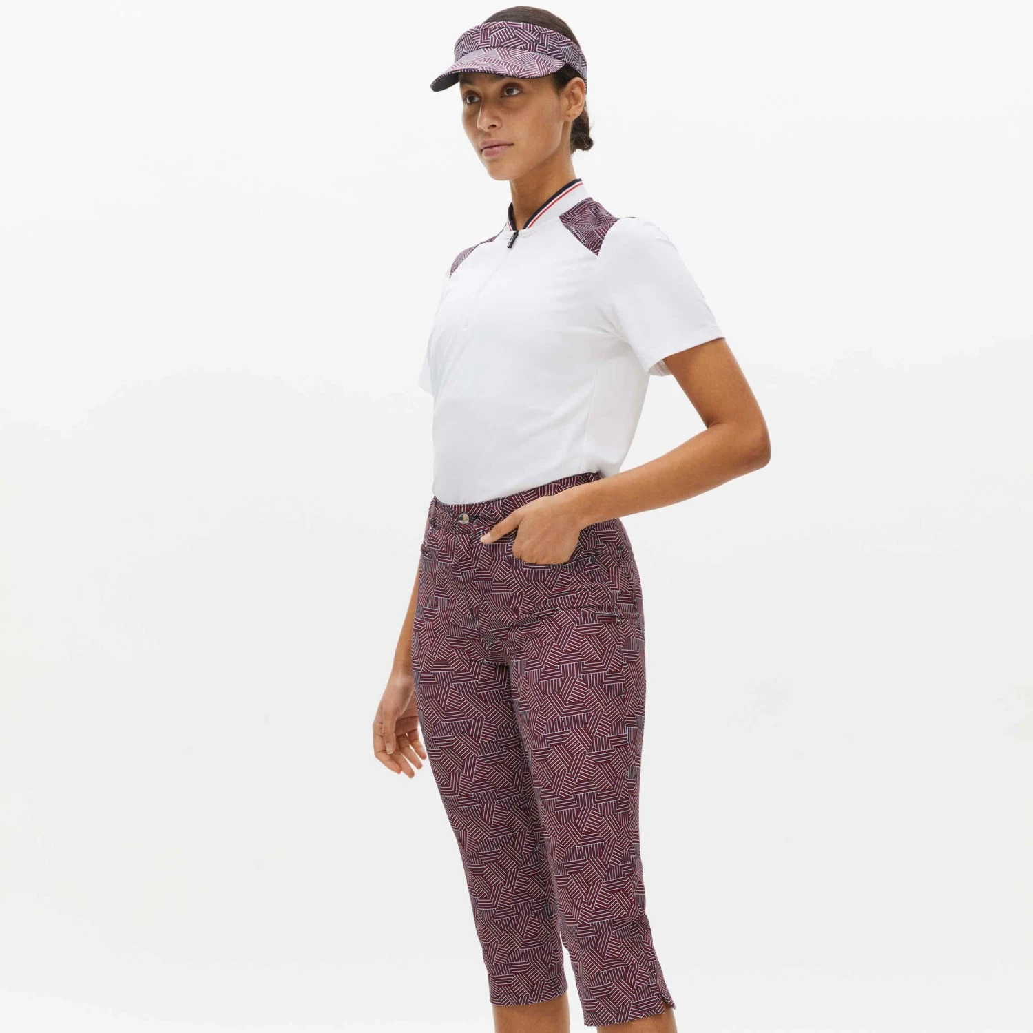 Rohnisch Chie Comfort Stretch Ladies Golf Capri Hexagon Red - Image 17