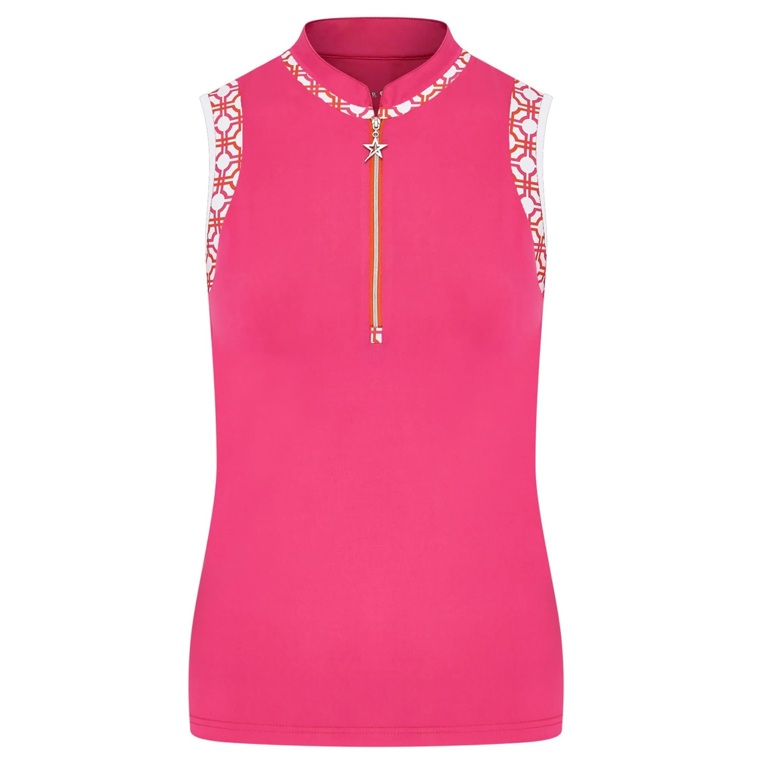 Swing Out Sister Alice Ladies Sleeveless Golf Polo Shirt Lush Pink/Madarin - Image 15