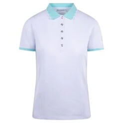 Green Lamb Nadeen Club Ladies Golf Polo White/Aqua