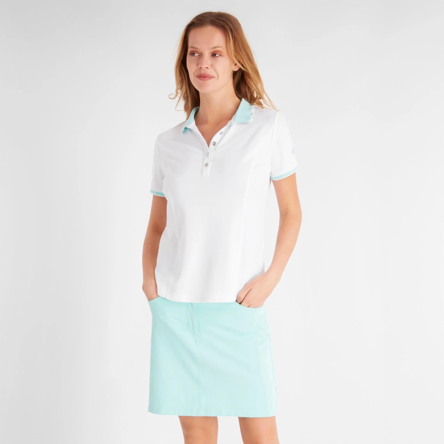 Green Lamb Nadeen Club Ladies Golf Polo White/Aqua - Image 18