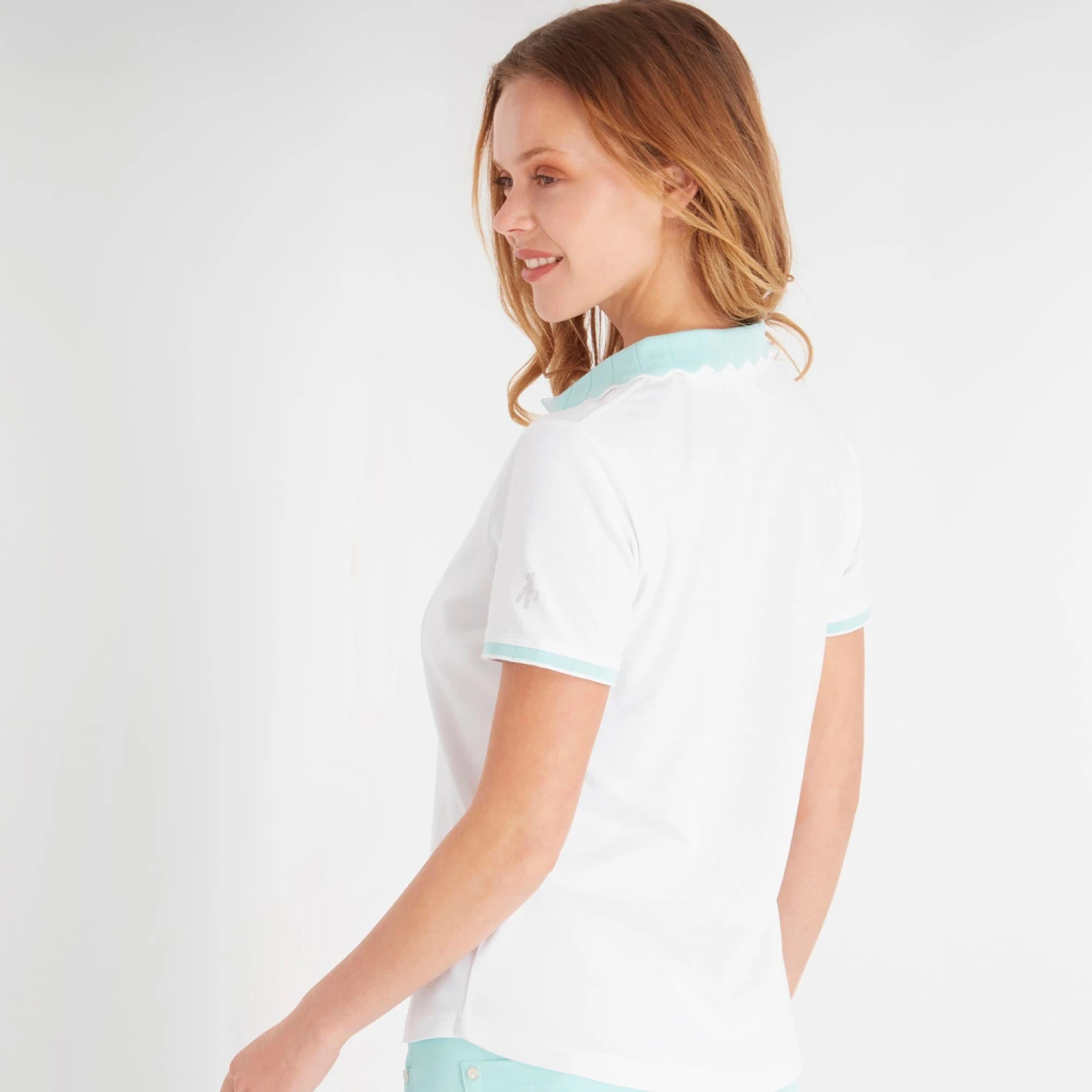 Green Lamb Nadeen Club Ladies Golf Polo White/Aqua - Image 20
