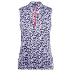 Green Lamb Natasha Half Zip Printed Ladies Sleeveless Golf Polo Shirt