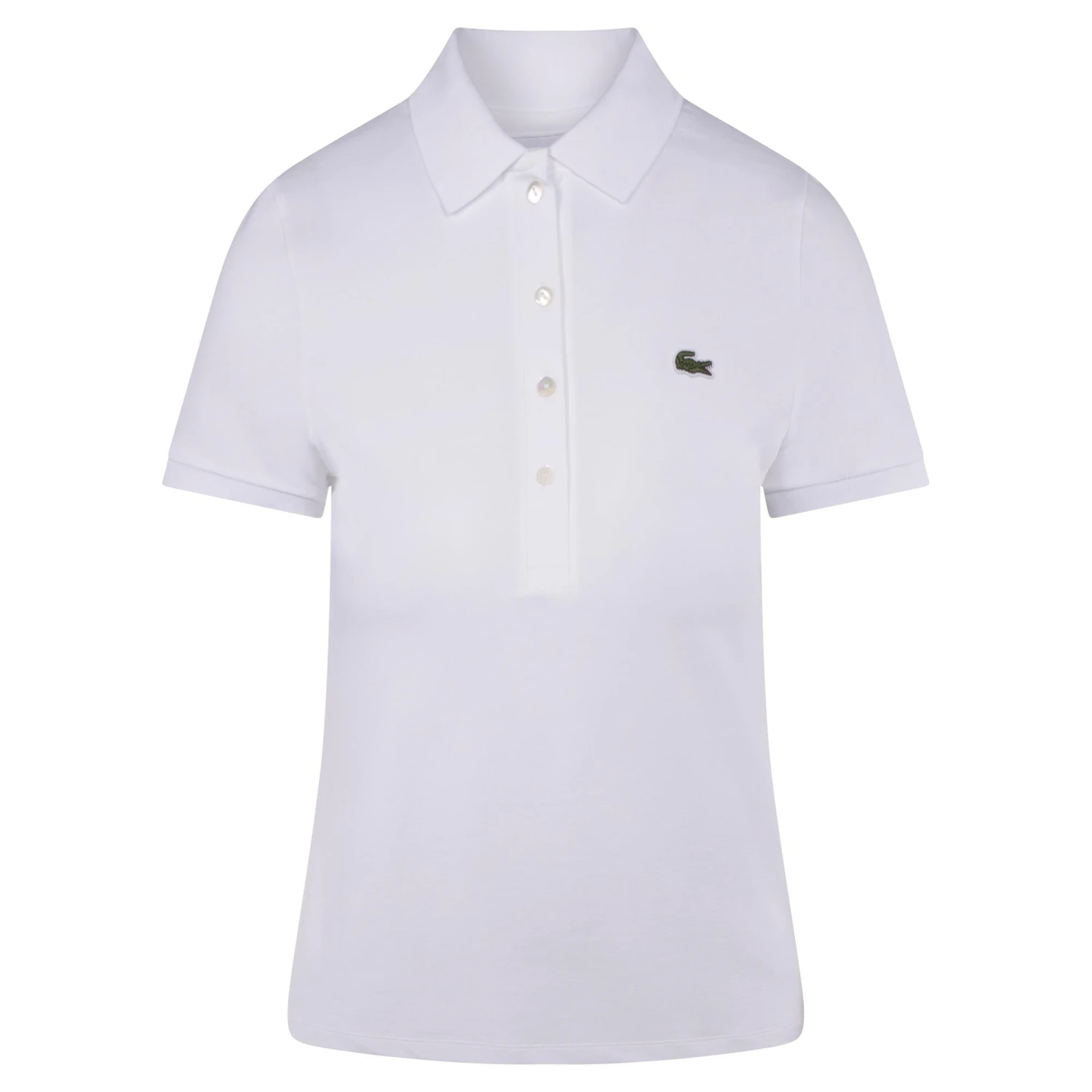 Ladies Lacoste Slim Fit Cotton Polo Shirt White - Image 5