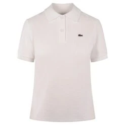 Ladies Lacoste Slim Fit Terry Towelling Polo Shirt White