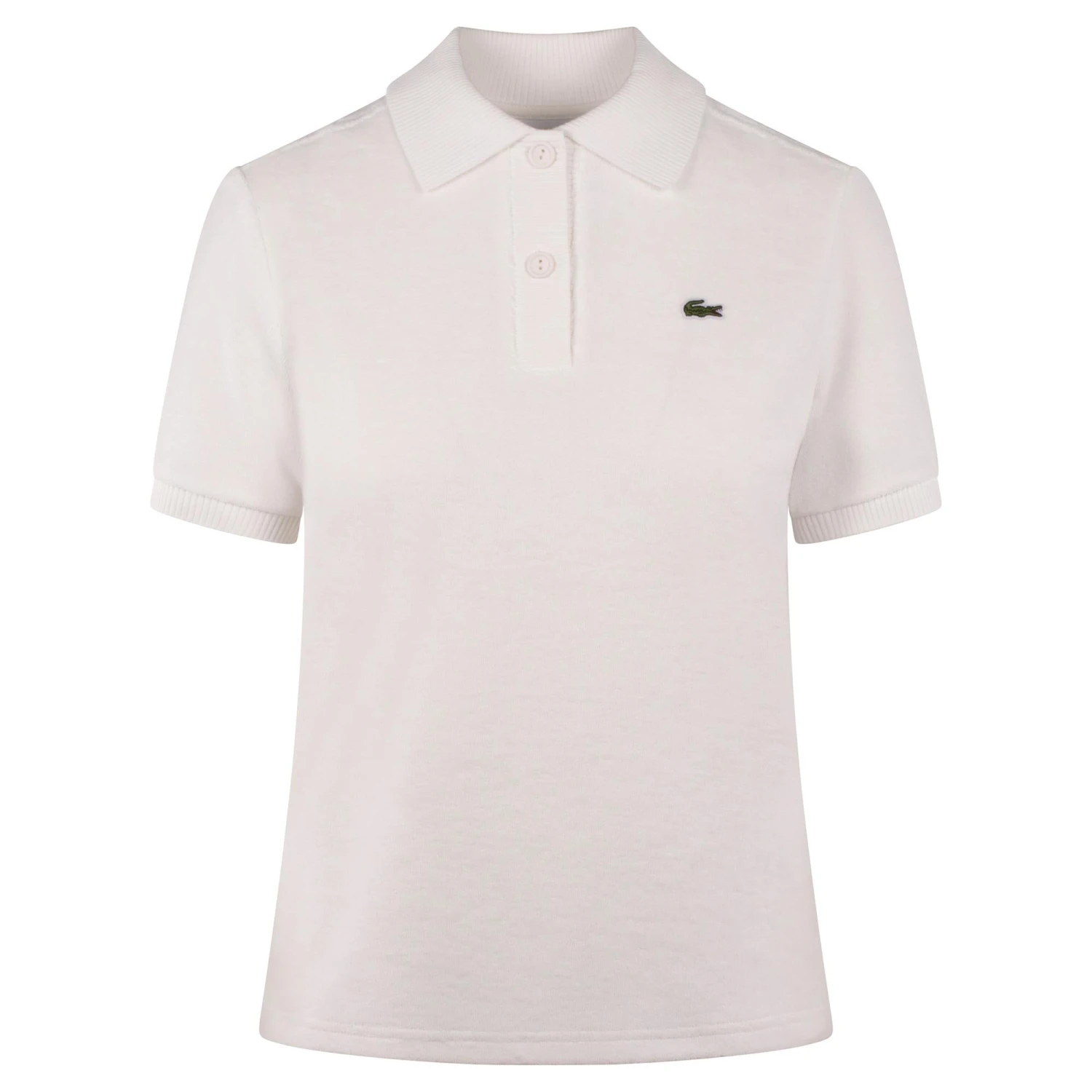 Ladies Lacoste Slim Fit Terry Towelling Polo Shirt White