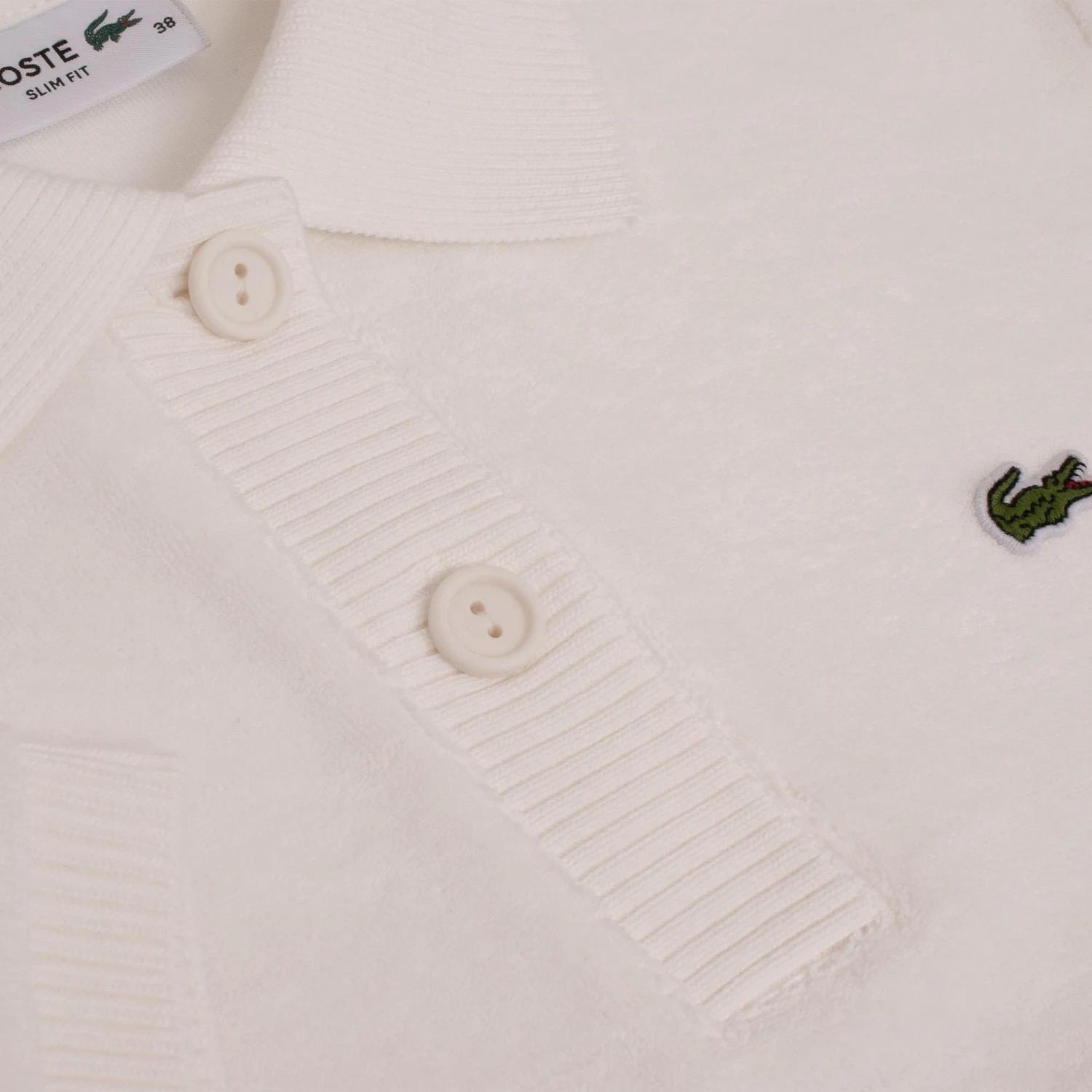 Ladies Lacoste Slim Fit Terry Towelling Polo Shirt White - Image 13