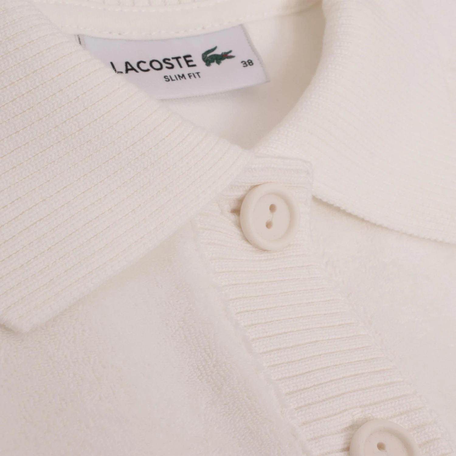 Ladies Lacoste Slim Fit Terry Towelling Polo Shirt White - Image 14