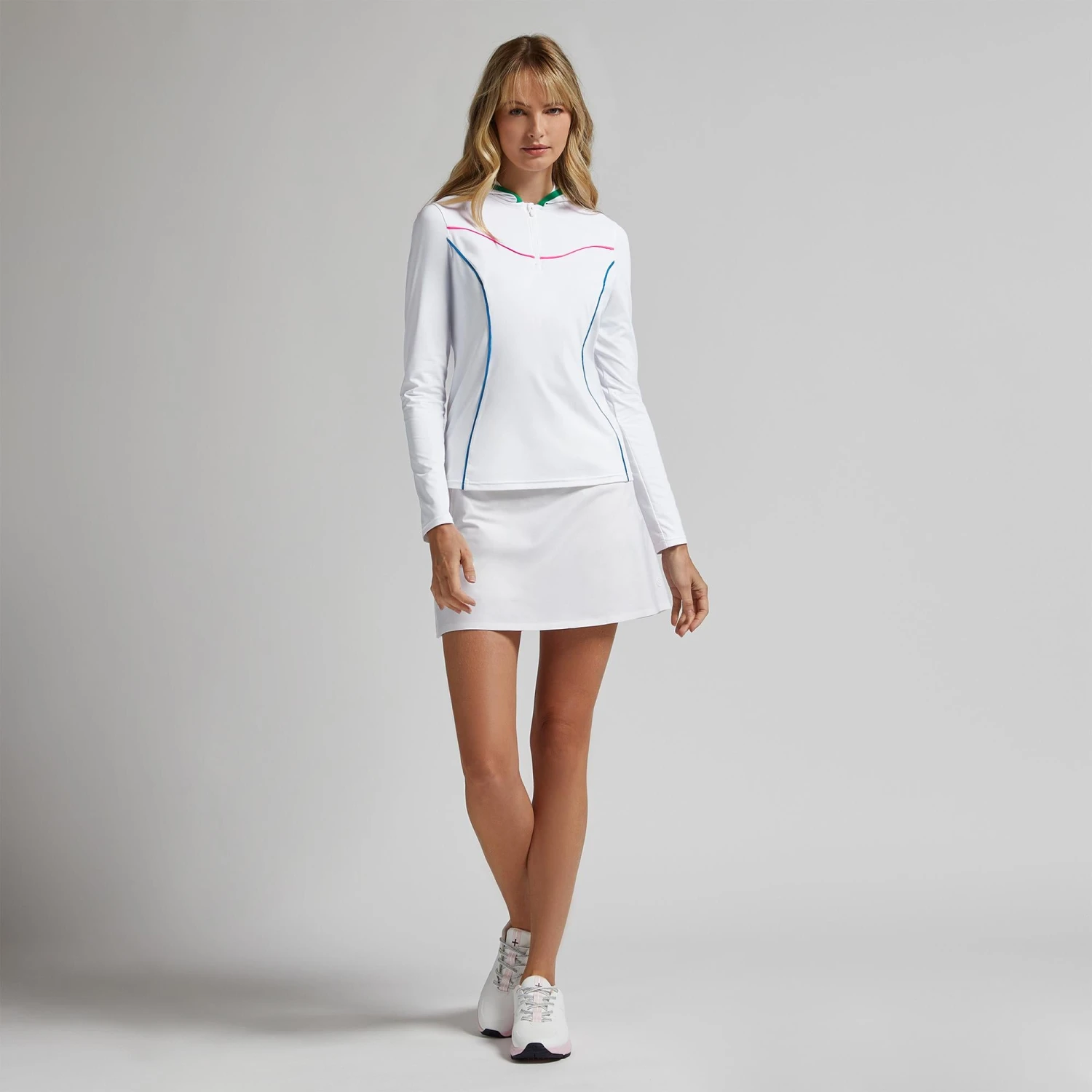 G/FORE Contouring Italian Interlock Ladies Light Golf Mid Layer Snow - Image 7